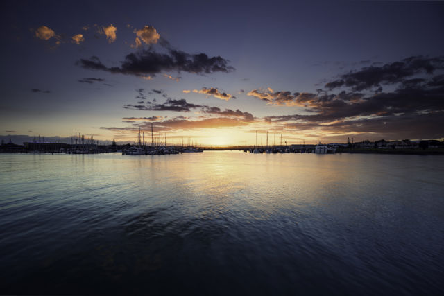 Ahuriri Marina Sunset - Sunset over Napier's marina at the historic fishing village of Ahuriri.