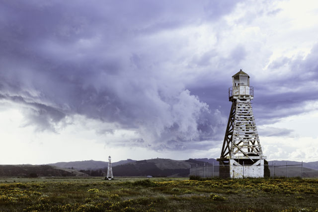 Storm Beacons - The historic beacons near Hawke's Bay airport on a stormy day