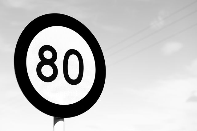 Eighty - A speed limit road sign in New Zealand