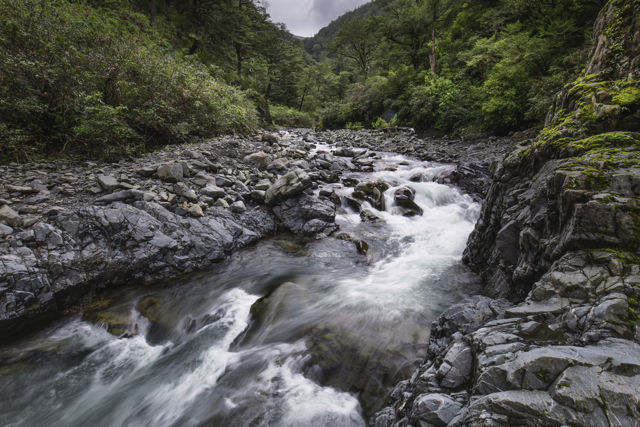 Waipawa River - The rocky Waipawa River downstream from Waipawa Forks Hut in the Ruahine Ranges, Central Hawke's Bay, New Zealand