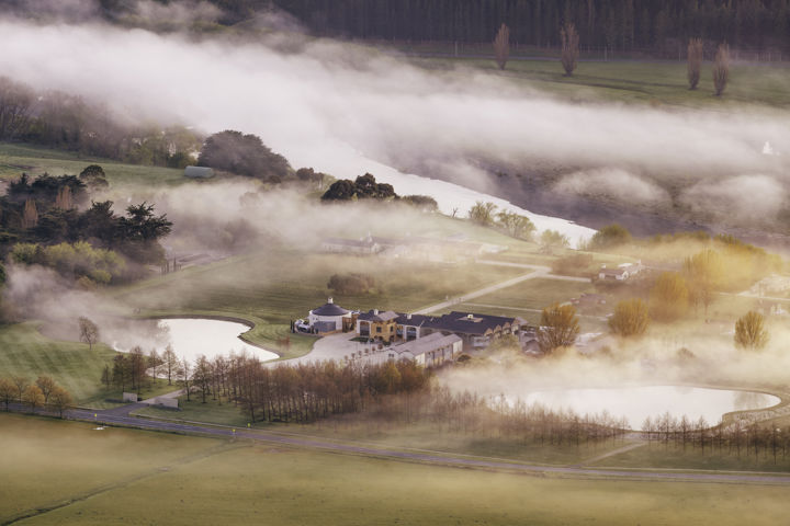 Craggy Range Winery - The iconic Craggy Range Winery emerging from early morning fog