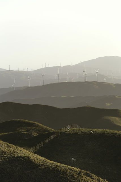 Makara Wind Farm II - A hazy view of Makara Wind Farm near Wellington
