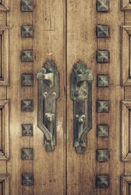 Verdigris - The beautiful side doors on the Hawke's Bay Museum, once the main entrance