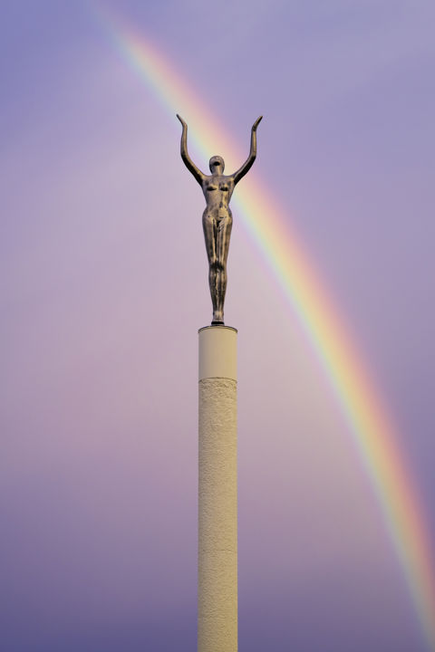 Spirit Of Napier - The Spirit of Napier statue with a beautiful rainbow in the background