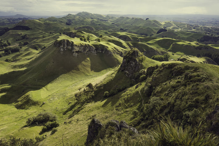 A Moment Of Light - Late afternoon sunlight on Te Mata Peak foothills with Mt Erin in the distance