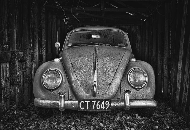 Beetle - A classic VW Beetle found in a garage.