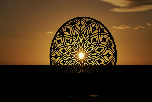 Sunscope Sunrise - This sculpture created by Vesica Aotearoa is installed at Napier's waterfront each year for the Art Deco Festival