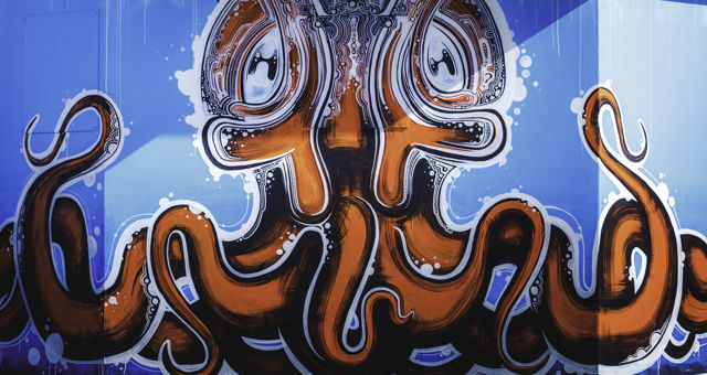 Octopus Orange - Street Art in Ahuriri, Napier