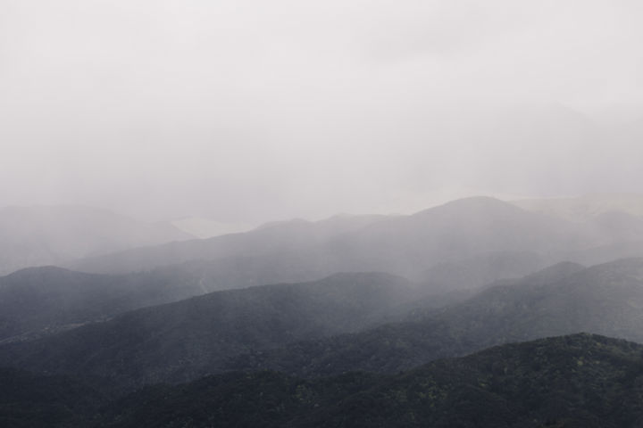 Inner Space - Misty rain over the Maungaharuru Range foothills